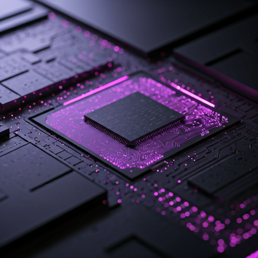 Macro shot of a glowing high-end GPU core